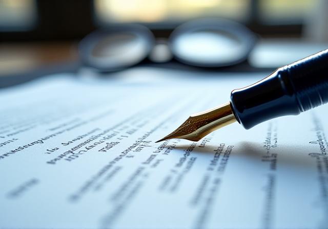 Close up of professional legal experts reviewing complex contract documents